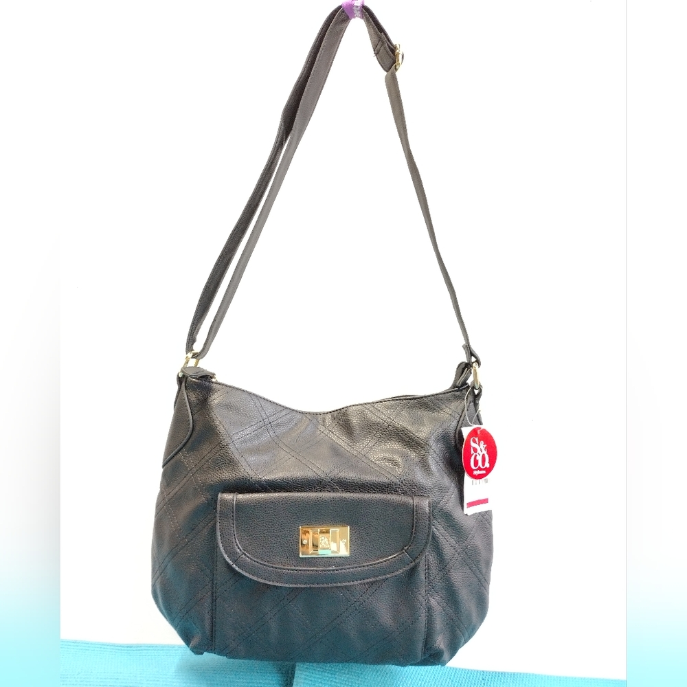 Style & Co Extra Smart Black Hobo Shoulder Bag Crossbody Faux Leather - Medium
